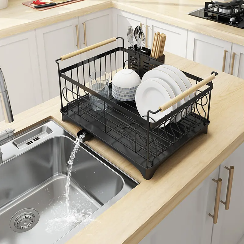 Over The Sink Dish Drying Rack Stainless Steel Kitchen Supplies